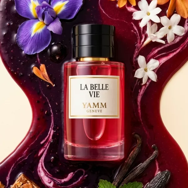 La Belle Vie extrait de parfum femme YAMM Genève inspiré de La Vie Est Belle aux notes de tête Cassis, Poire, cœur Iris, Jasmin, Fleur d’oranger et fond Praliné, Vanille, Patchouli, Fève de tonka visuel 01
