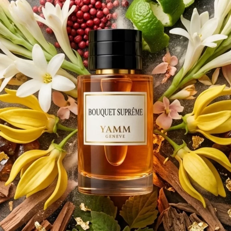 Bouquet Suprême extrait de parfum mixte YAMM Genève inspiré de Suprême Bouquet aux notes de tête Poivre rose, Bergamote, cœur Tubéreuse, Ylang-ylang et fond Ambre, Notes boisées, Patchouli visuel 01