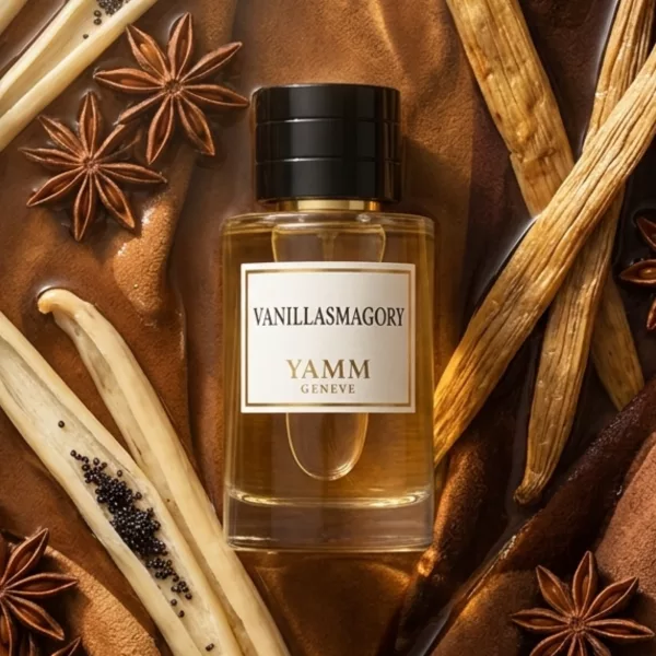 Vanillasmagory extrait de parfum mixte YAMM Genève inspiré de Fantasmagory aux notes de tête Anis, Gingembre, cœur Amande, Notes fleuries et fond Vanille, Cuir visuel 01
