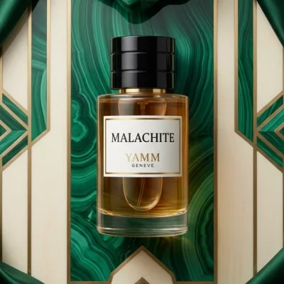 Malachite extrait de parfum mixte YAMM Genève inspiré de Malachite Vert aux notes de tête Bigarade, Petit-grain, cœur Jasmin sambac, Ylang-ylang, Poivre rose et fond Lys crémeux, Vanille tendre, Benjoin résineux visuel 01