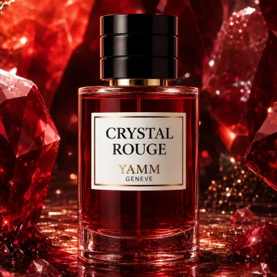 Crystal Rouge extrait de parfum mixte YAMM Genève inspiré de Baccarat Rouge 540 aux notes de tête Amande amère, Safran, cœur Jasmin d’Égypte, Cèdre de Virginie et fond Ambre gris, Musc, Bois de cachemire, Ambroxan visuel 01