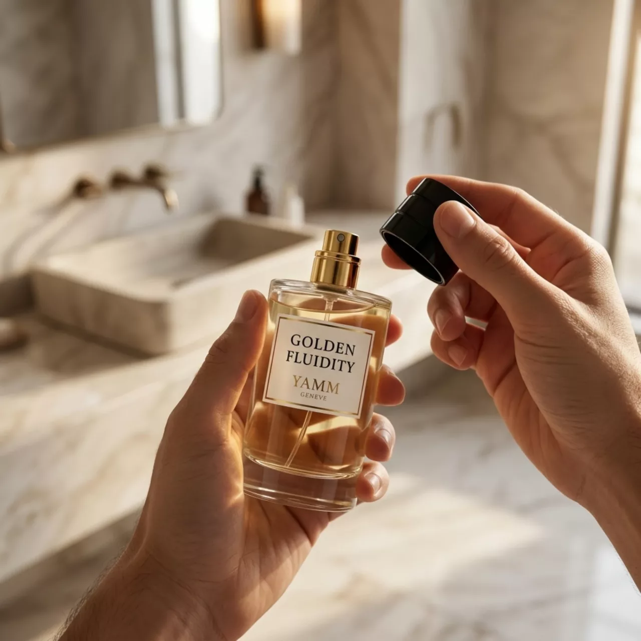 Golden Fluidity extrait de parfum mixte YAMM Genève inspiré de Gentle Fluidity Gold aux notes de tête Baies de genévrier, Noix de muscade, cœur Coriandre et fond Vanille, Musc, Caramel, Amberwood visuel 05