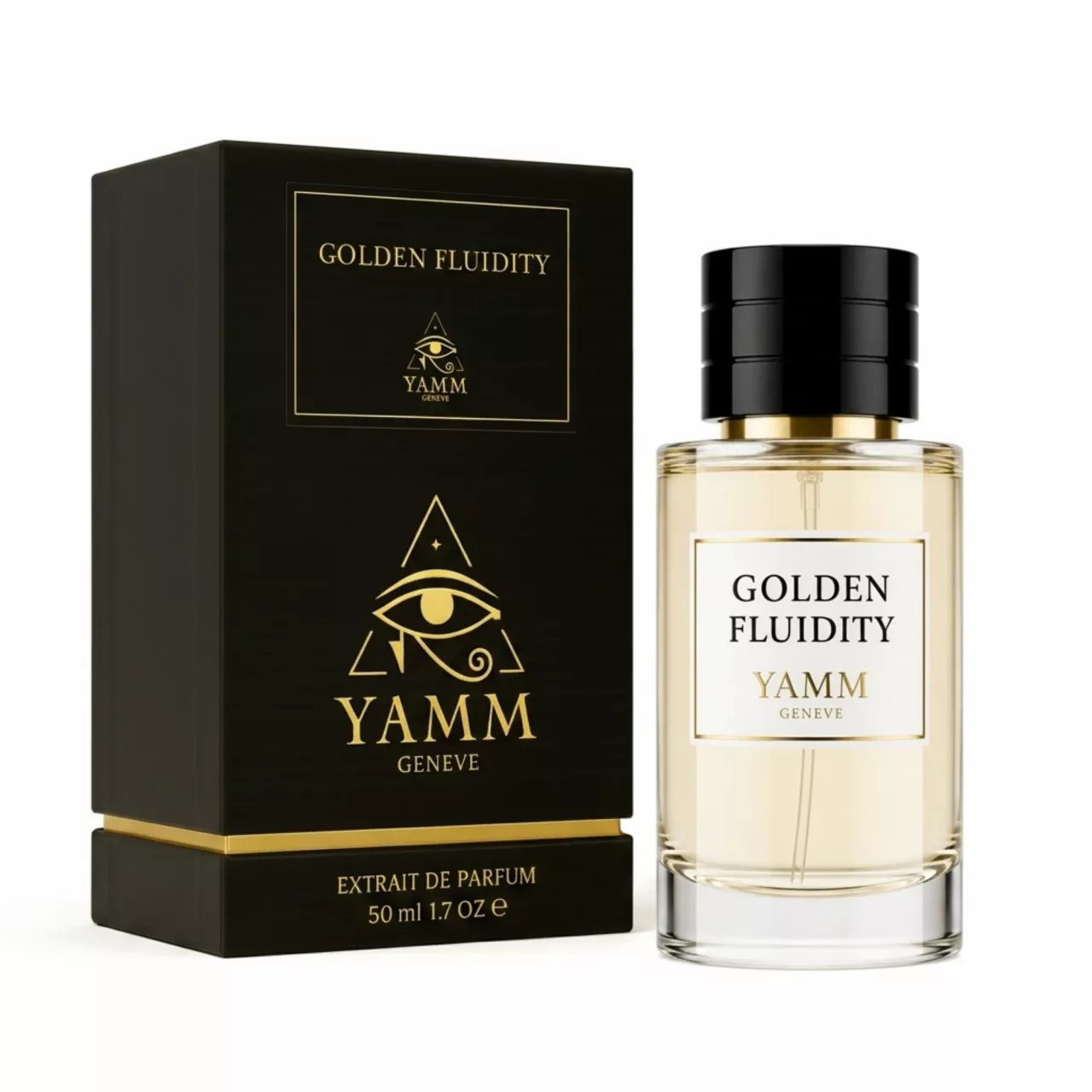 Golden Fluidity extrait de parfum mixte YAMM Genève inspiré de Gentle Fluidity Gold aux notes de tête Baies de genévrier, Noix de muscade, cœur Coriandre et fond Vanille, Musc, Caramel, Amberwood visuel 03