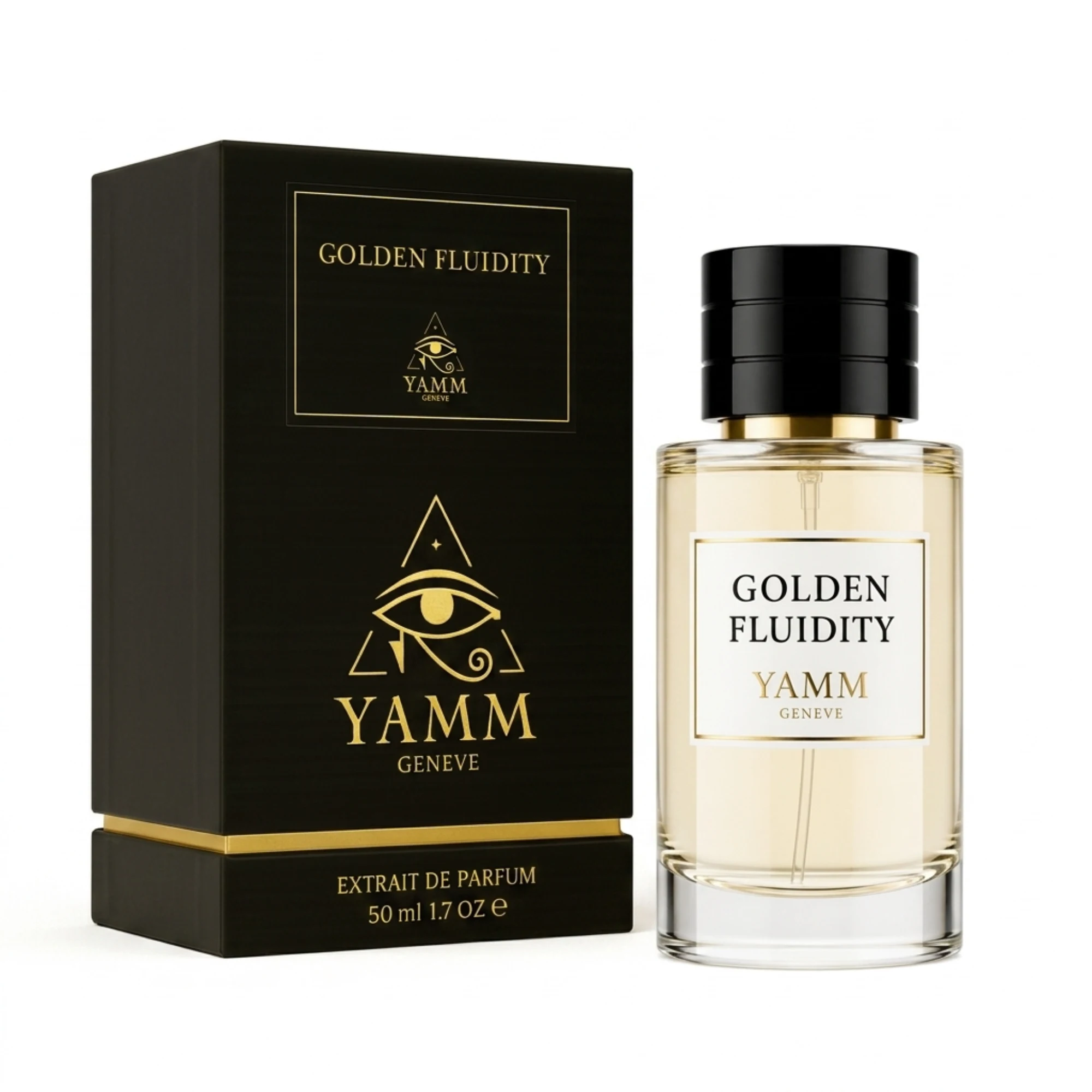 Golden Fluidity extrait de parfum mixte YAMM Genève inspiré de Gentle Fluidity Gold aux notes de tête Baies de genévrier, Noix de muscade, cœur Coriandre et fond Vanille, Musc, Caramel, Amberwood visuel 03