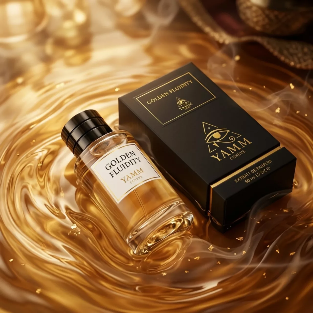 Golden Fluidity extrait de parfum mixte YAMM Genève inspiré de Gentle Fluidity Gold aux notes de tête Baies de genévrier, Noix de muscade, cœur Coriandre et fond Vanille, Musc, Caramel, Amberwood visuel 08