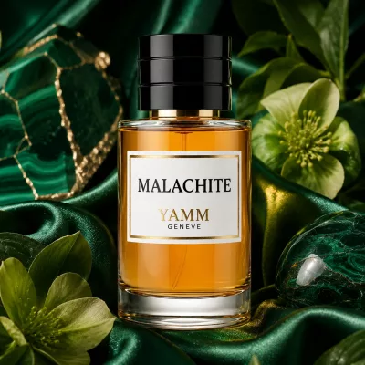 Malachite extrait de parfum mixte YAMM Genève inspiré de Malachite Vert aux notes de tête Bigarade, Petit-grain, cœur Jasmin sambac, Ylang-ylang, Poivre rose et fond Lys crémeux, Vanille tendre, Benjoin résineux visuel 01