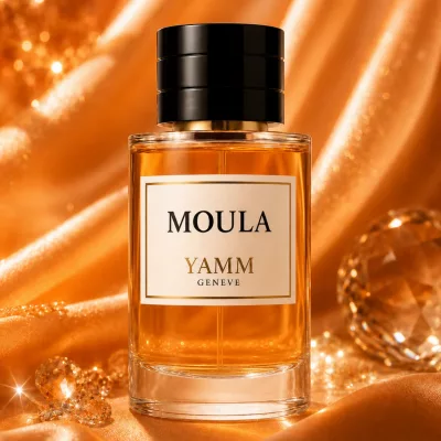 Moula extrait de parfum mixte YAMM Genève inspiré de Mula Mula aux notes de tête Caramel, Pêche, Fraise, Framboise, cœur Gingembre, Poivre rose, Ciste et fond Vanille, Musc, Patchouli, Oud visuel 01