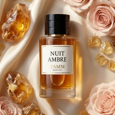 Nuit Ambre extrait de parfum mixte YAMM Genève inspiré de Ambre Nuit aux notes de tête Bergamote, Pamplemousse, cœur Rose de Damas, Poivre rose et fond Ambre gris, Bois de gaïac, Patchouli, Cèdre visuel 01