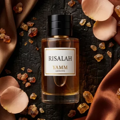 Risalah extrait de parfum mixte YAMM Genève inspiré de Resala aux notes de tête Fève tonka, cœur Caramel fondant et fond Vanille de Madagascar, Notes orientales visuel 01