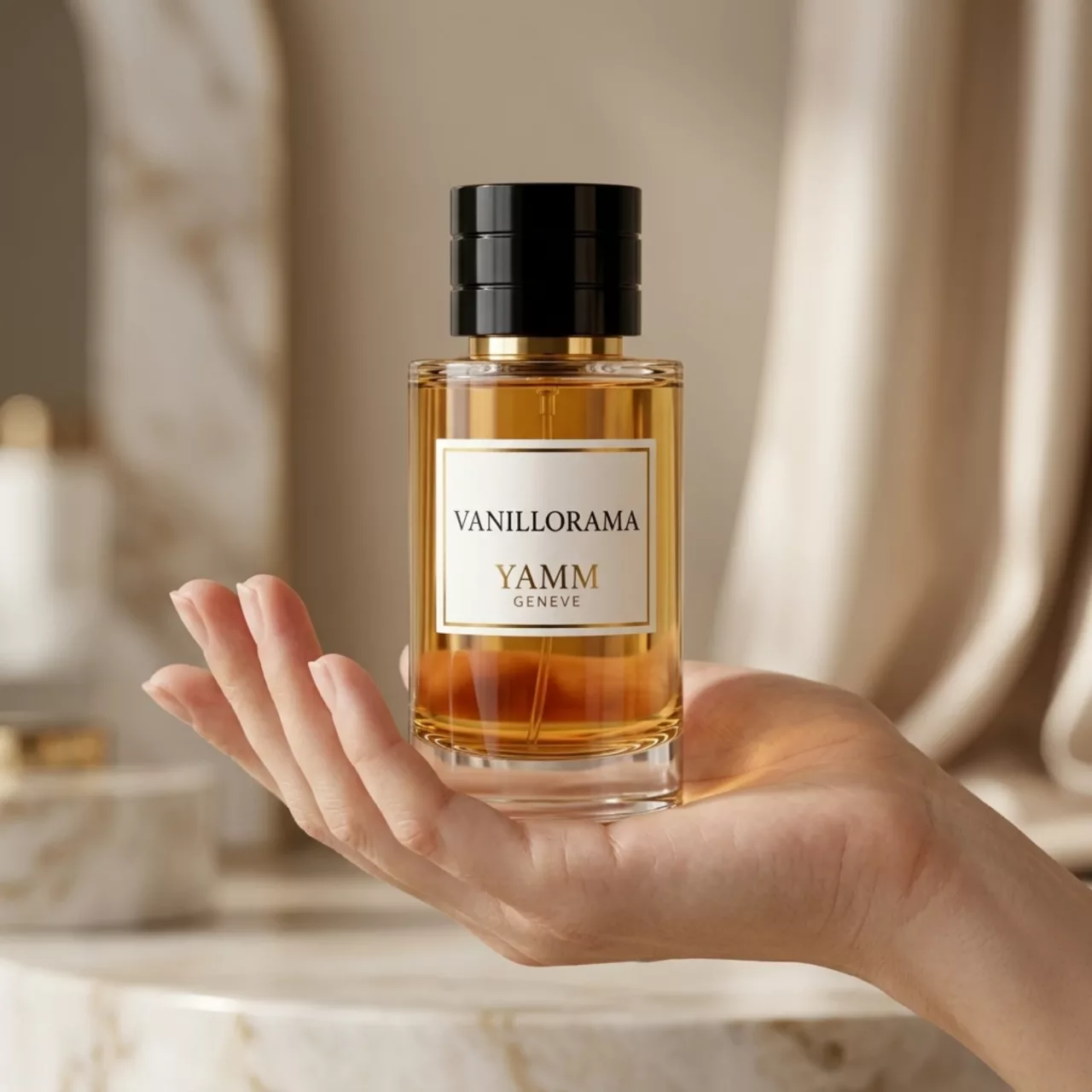 Vanillorama extrait de parfum mixte YAMM Genève inspiré de Vanilla Diorama aux notes de tête Orange, Poivre rose, Citron, cœur Rhum, Cacao, Cardamome et fond Vanille bourbon, Bois de santal, Patchouli visuel 04