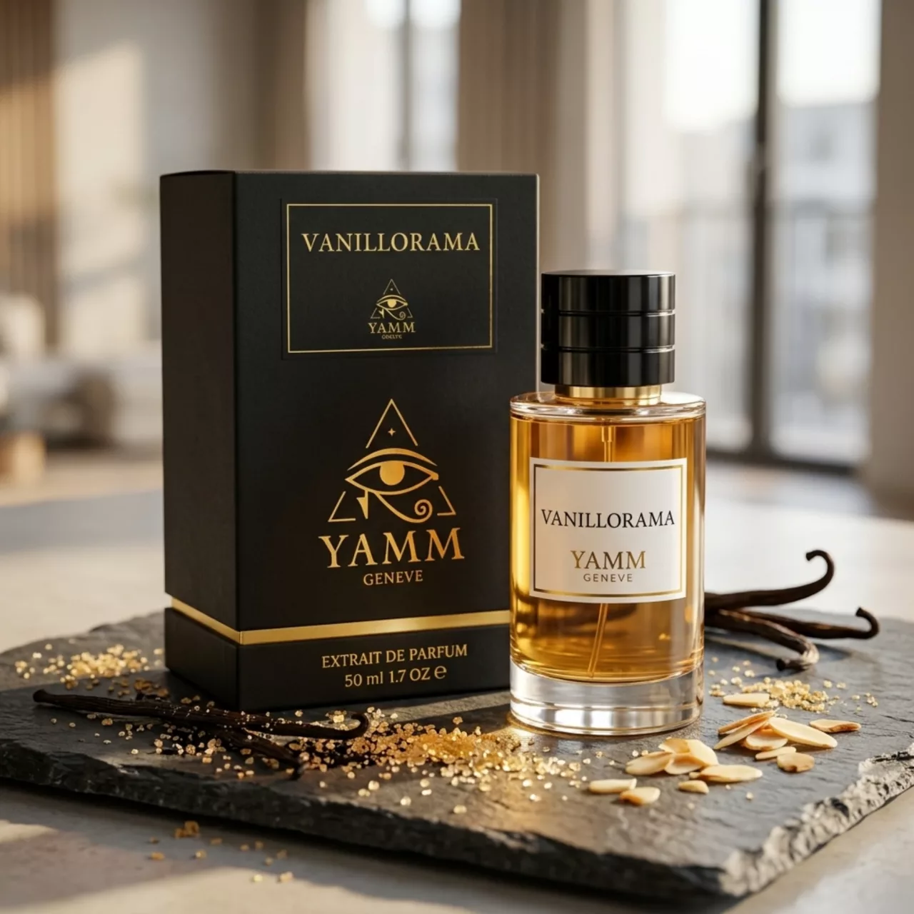 Vanillorama extrait de parfum mixte YAMM Genève inspiré de Vanilla Diorama aux notes de tête Orange, Poivre rose, Citron, cœur Rhum, Cacao, Cardamome et fond Vanille bourbon, Bois de santal, Patchouli visuel 08