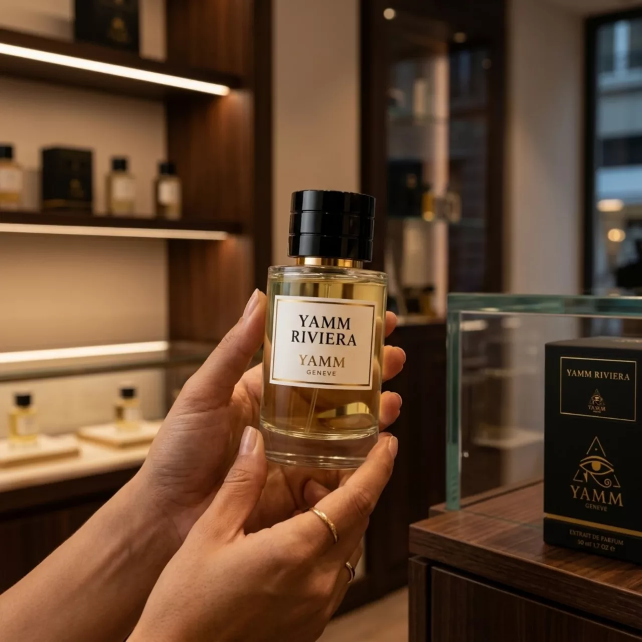 YAMM Riviera extrait de parfum mixte YAMM Genève inspiré de Dioriviera aux notes de cœur Notes vertes et fond Rose visuel 04