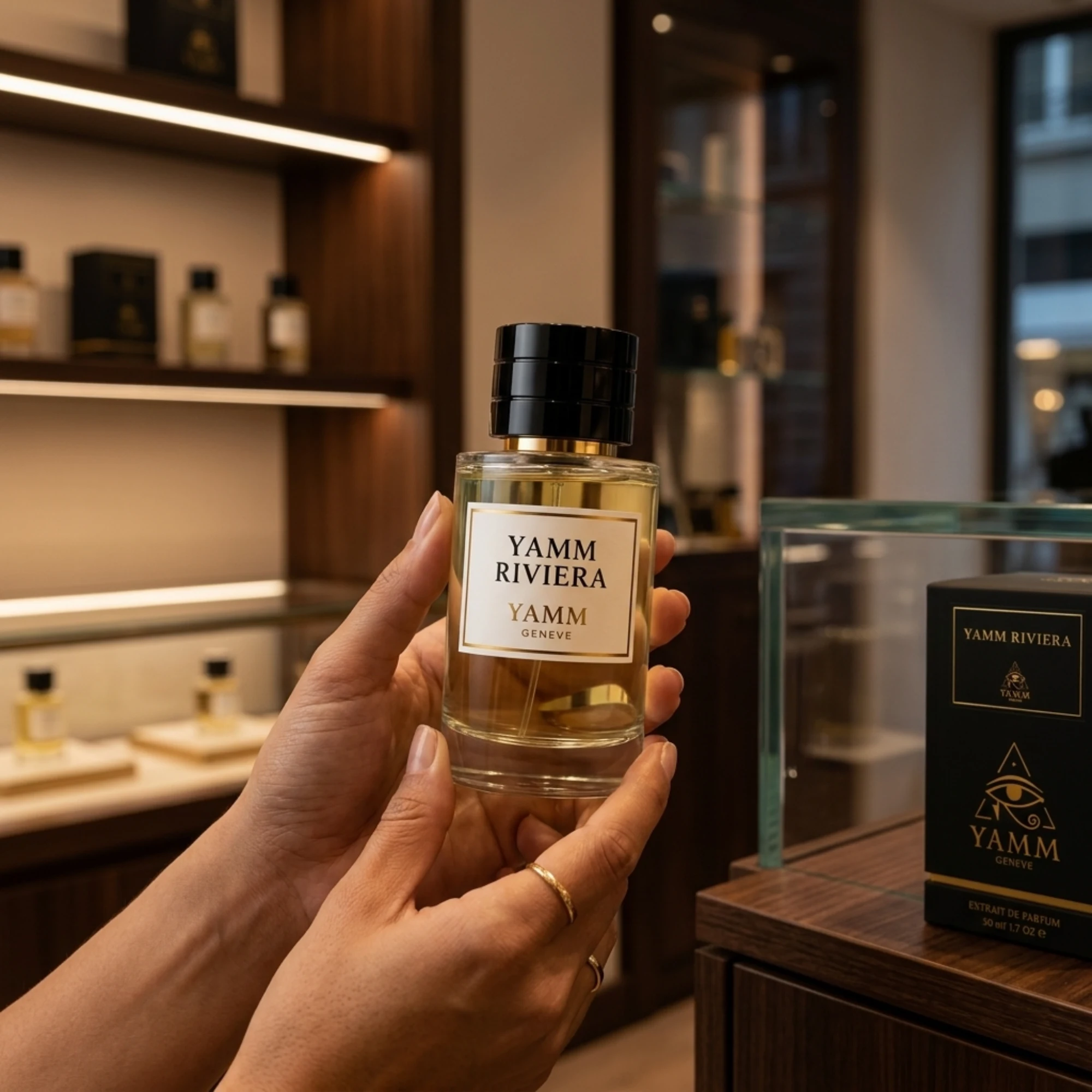 YAMM Riviera extrait de parfum mixte YAMM Genève inspiré de Dioriviera aux notes de cœur Notes vertes et fond Rose visuel 04