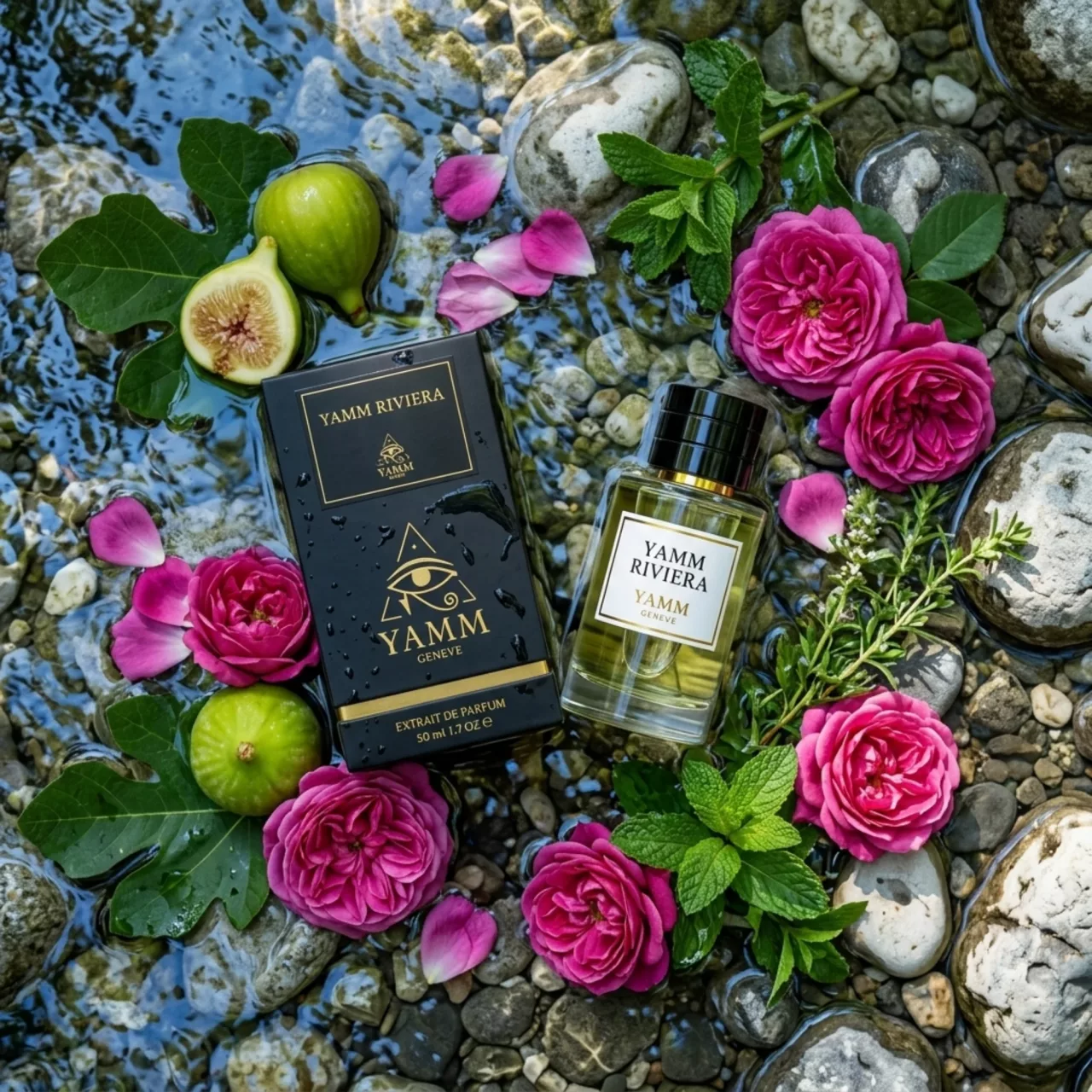 YAMM Riviera extrait de parfum mixte YAMM Genève inspiré de Dioriviera aux notes de cœur Notes vertes et fond Rose visuel 08