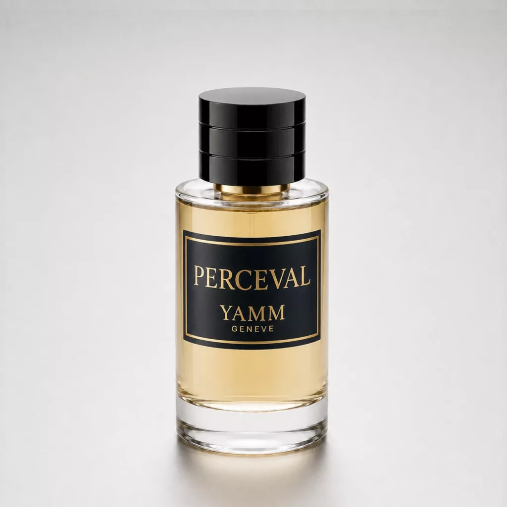 Perceval extrait de parfum homme YAMM Genève inspiré de Percival aux notes de tête Lavande, Mandarine, Bergamote, Géranium, cœur Hedione, Jasmin, Violette, Coriandre, Cannelle et fond Musc, Ambroxan, Amberwood, Clearwood, Sapin baumier visuel 01