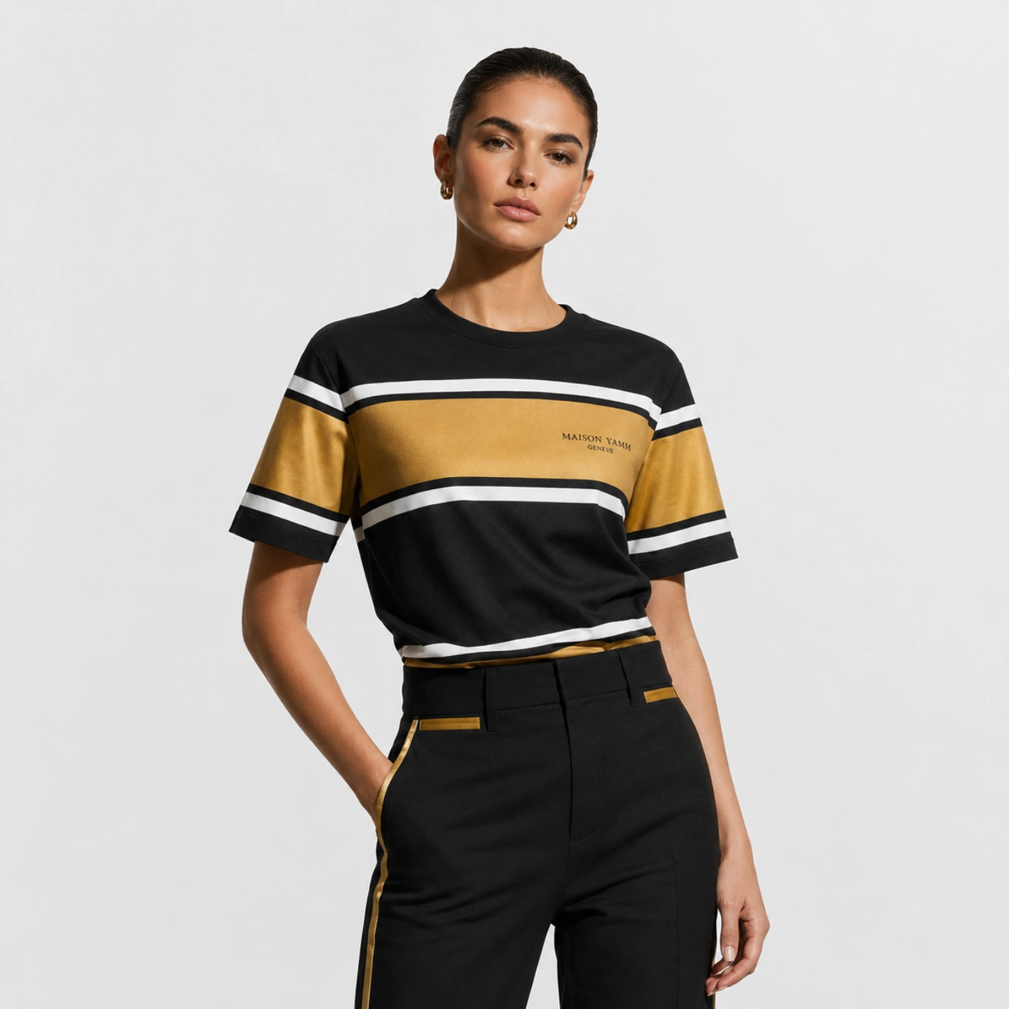 Tee-shirt Rayure Or – Image 2