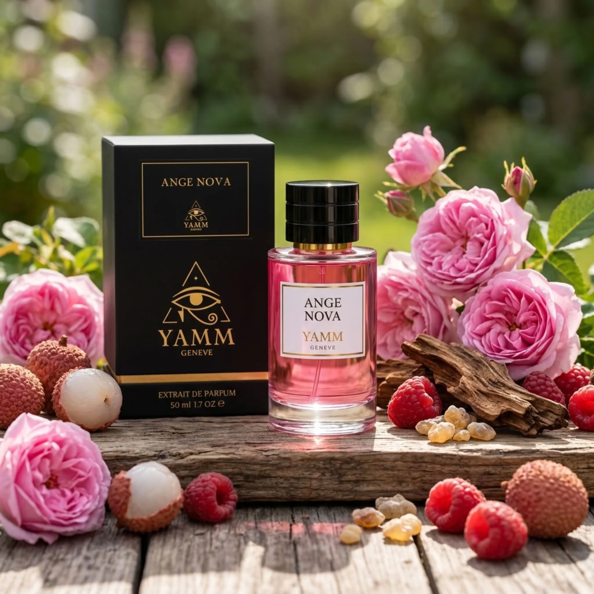 Ange Nova extrait de parfum femme YAMM Genève inspiré de Angel Nova Mugler parfum aux notes de tête Framboise, Litchi, cœur Rose de Damas et fond Bois d’Akigala, Benjoin visuel 04