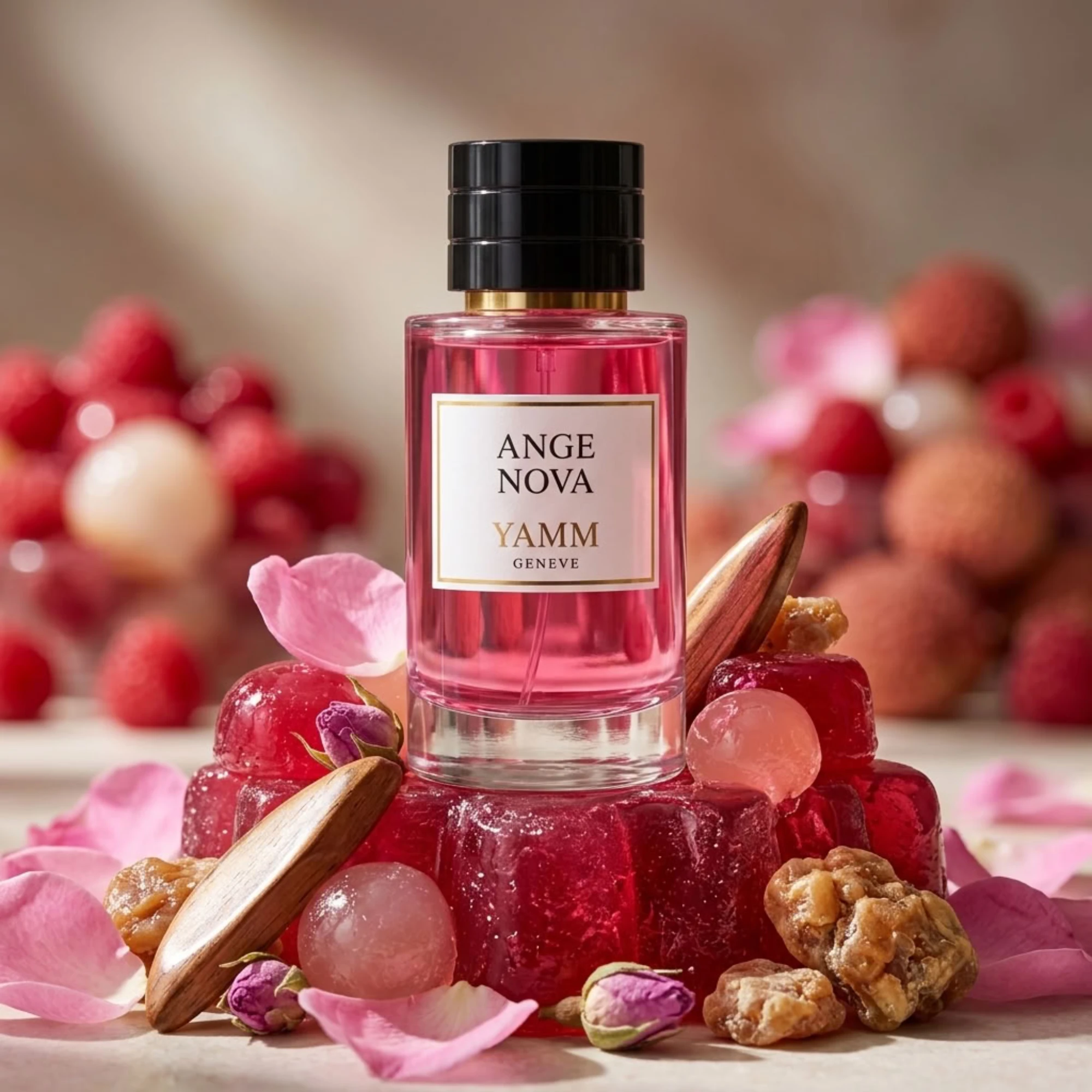 Ange Nova extrait de parfum femme YAMM Genève inspiré de Angel Nova Mugler parfum aux notes de tête Framboise, Litchi, cœur Rose de Damas et fond Bois d’Akigala, Benjoin visuel 07