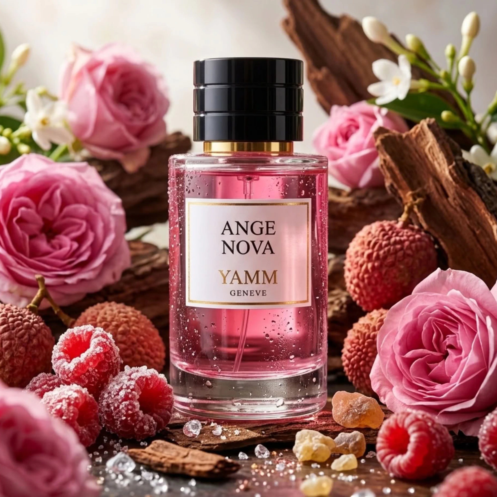 Ange Nova extrait de parfum femme YAMM Genève inspiré de Angel Nova Mugler parfum aux notes de tête Framboise, Litchi, cœur Rose de Damas et fond Bois d’Akigala, Benjoin visuel 01