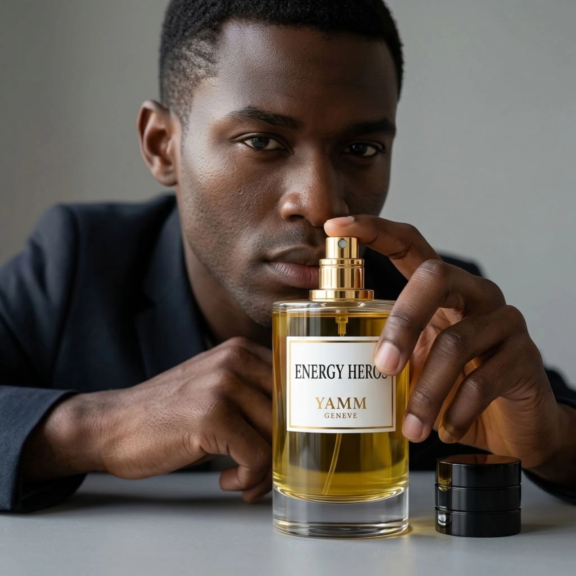Energy Heros extrait de parfum mixte YAMM Genève inspiré de Eros Energy Versace aux notes de tête citron, citron vert, pamplemousse, orange sanguine, bergamote de Sicile, mandarine, cœur poivre rose, ambre blanc, cassis et fond musc, mousse de chêne, patchouli visuel 04